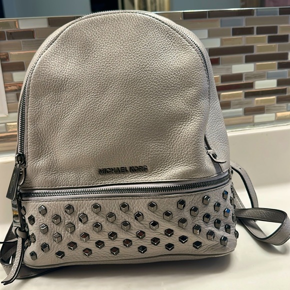 MICHAEL Michael Kors Handbags - Michael Kors Rhea, elephant gray backpack bag with gunmetal zippers